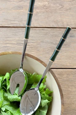 Cubiertos De Servir Diseño Bambú Verde