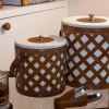 Cubitera Con Diseño Entramado De Cuero Y Tela Pequeña