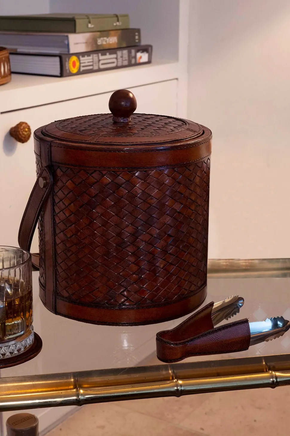 Cubitera Con Diseño Entramado De Cuero Grande