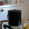 Cubitera De Cuero Negra Pequeña Con Tapa