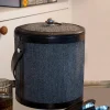 Cubitera De Cuero Y Tela Gris Oscura