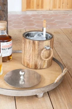 Cubitera De Madera Con Arandelas, Tapa Y Pinza