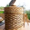 Cubitera De Ratán Diseño Trenzado Con Tapa Y Pinza