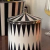 Cubitera De Resina Con Diseño Circus Blanca Y Negra Pequeña