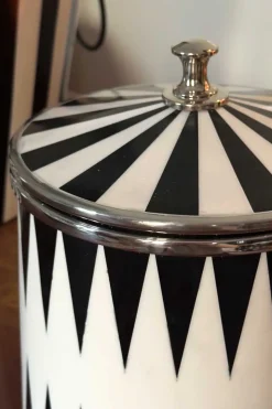 Cubitera De Resina Con Diseño Circus Blanca Y Negra Pequeña