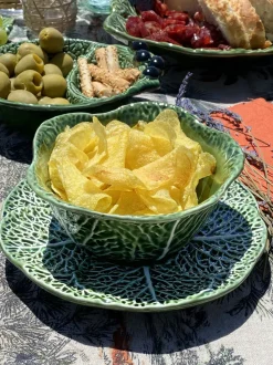 Cuenco Cerámica Con Plato Hoja De Col