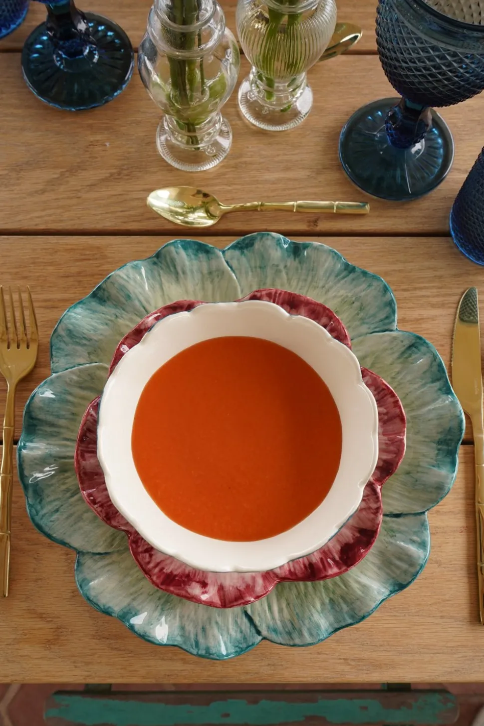 Cuenco Con Diseño De Flor Azul