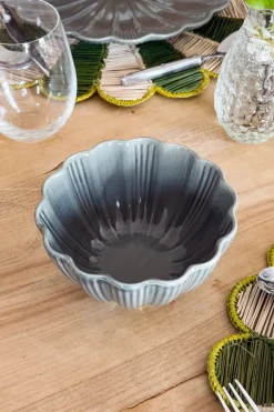 Cuenco De Cerámica Flor Gris