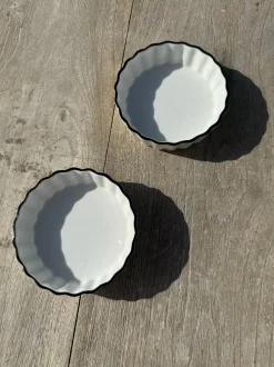 Cuenco De Porcelana Blanco Con Filo Negro