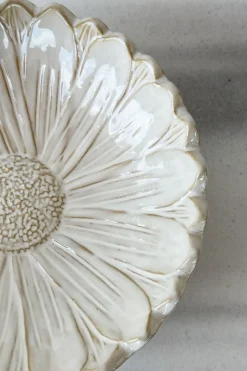 Cuenco Decorativo Blanco Flor Con Pájaros