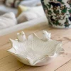 Cuenco Decorativo Blanco Flor Irregular Con Pájaros