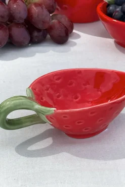 Cuenco Diseño Fresa Con Asa