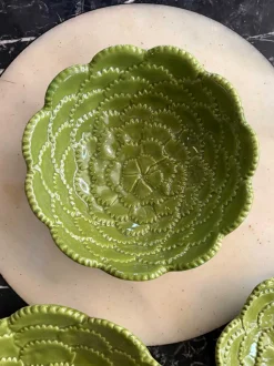 Cuenco Flor Verde En Relieve