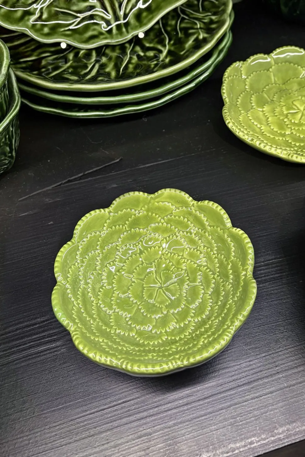 Cuenco Pequeño Flor Verde En Relieve