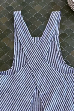 Delantal De Lino Con Diseño De Rayas Negras