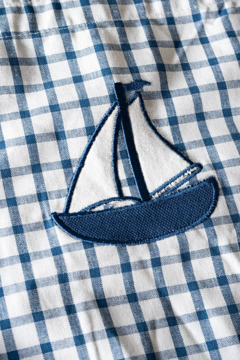 Delantal De Niños Con Diseño De Osos Marineros & Cuadros Azules