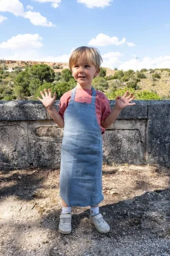 Delantales De Lino Azul Niños
