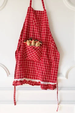 Delantales De Niños Con Diseño De Renos & Cuadros Rojos