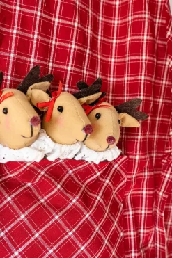 Delantales De Niños Con Diseño De Renos & Cuadros Rojos