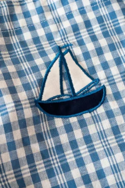 Delantales De Niños Con Diseño De Ositos & Cuadros Azules