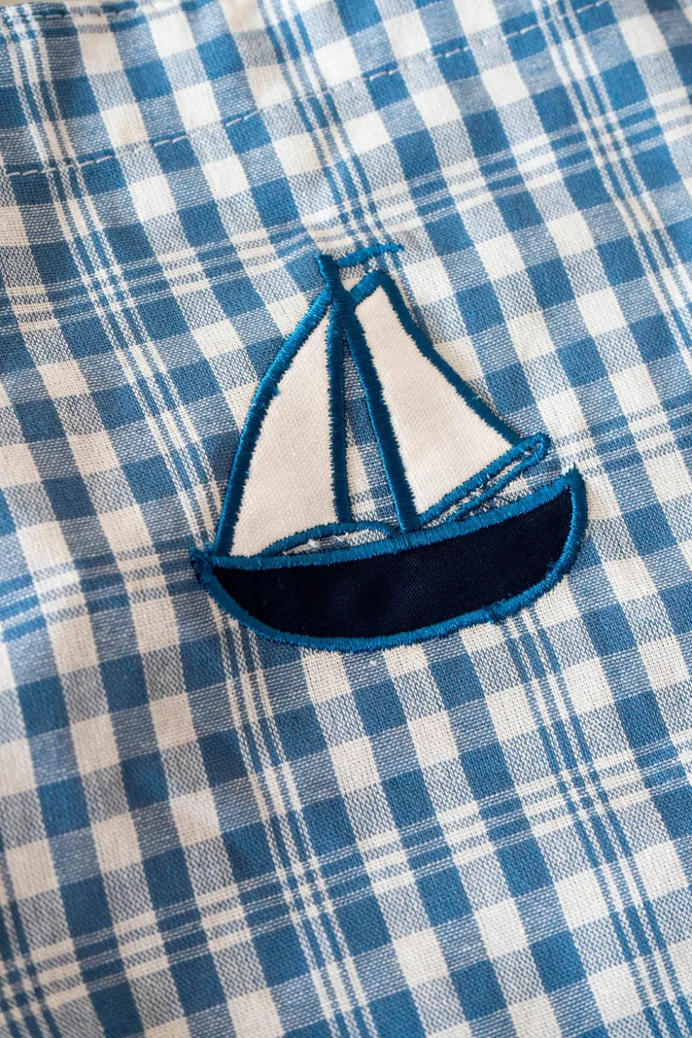 Delantales De Niños Con Diseño De Ositos & Cuadros Azules