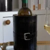 Enfriador De Botellas De Cuero Negro Con Detalle De Hebilla