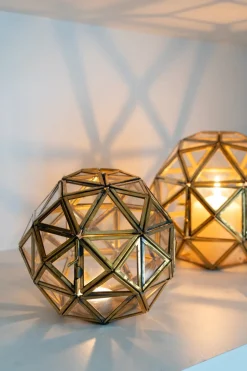 Esfera Decorativa De Cristal Con Detalles Dorados Pequeña