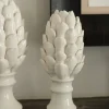 Figura Decorativa Con Diseño De Alcachofa Blanca Esmaltada Pequeña