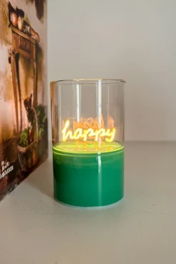 Figura Decorativa De Neón Verde "Happy"