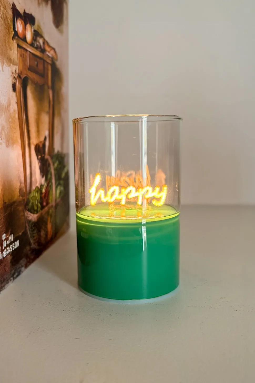 Figura Decorativa De Neón Verde "Happy"