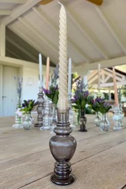 Florero De Cristal Con Diseño Venecia Gris Grande