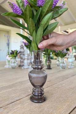 Florero De Cristal Con Diseño Venecia Gris Grande