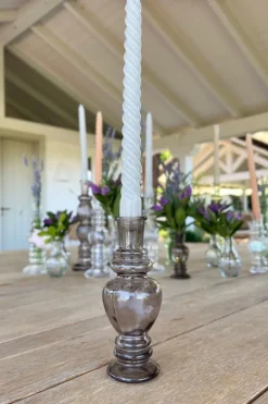 Florero De Cristal Con Diseño Venecia Gris Grande