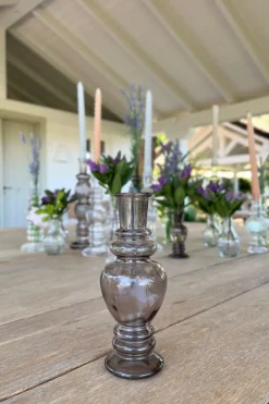 Florero De Cristal Con Diseño Venecia Gris Grande