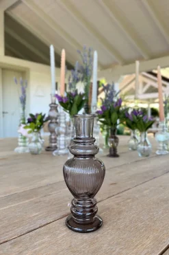 Florero De Cristal Con Diseño Venecia Gris Grande