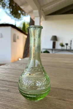 Florero De Cristal Con Diseño París Verde Claro