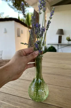 Florero De Cristal Con Diseño París Verde Claro