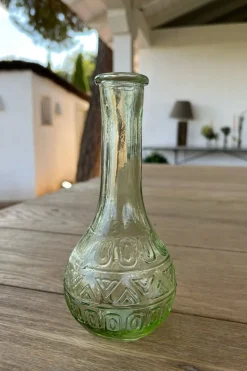 Florero De Cristal Con Diseño París Verde Claro