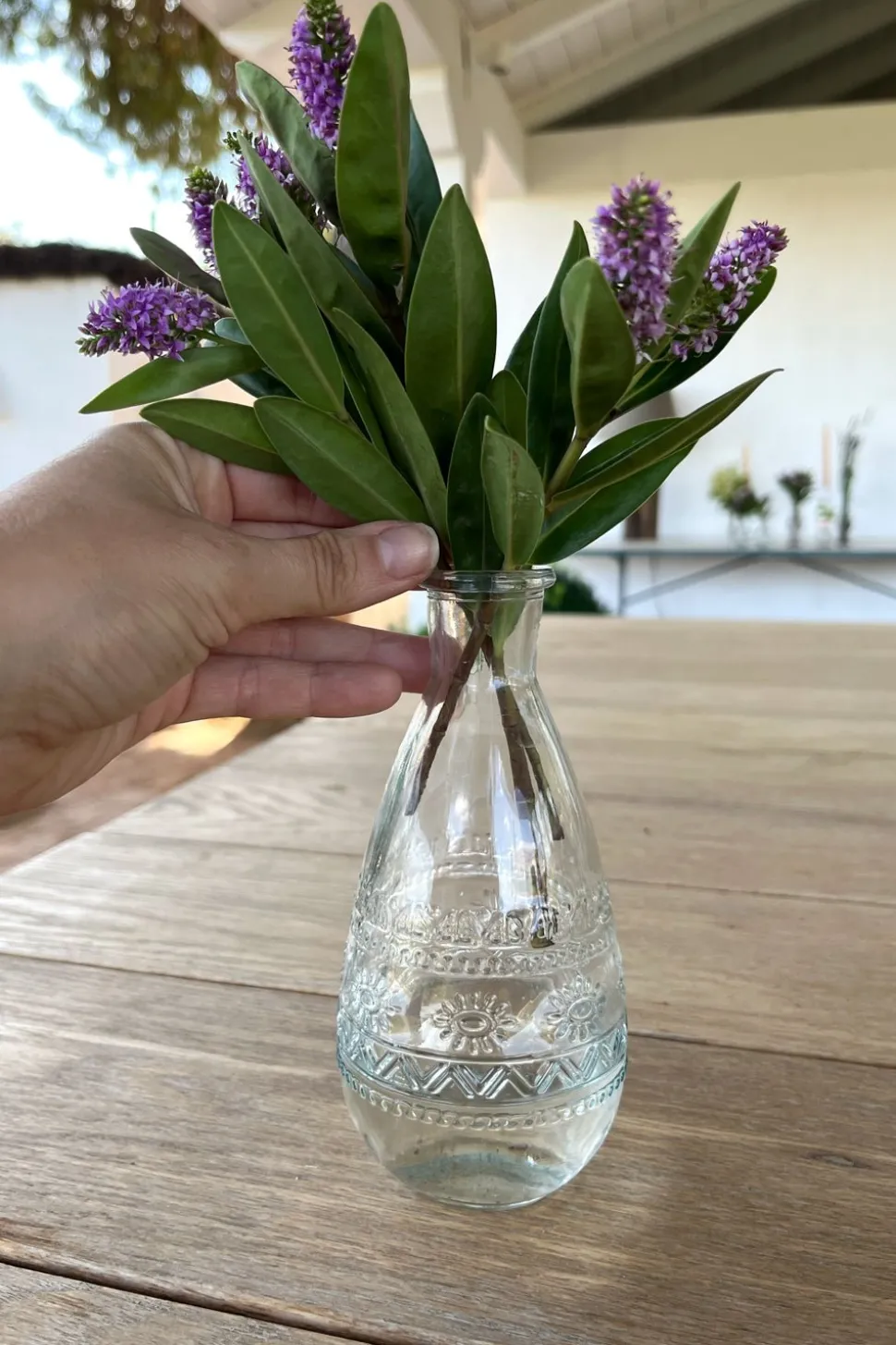 Florero De Cristal Con Diseño Roma Transparente