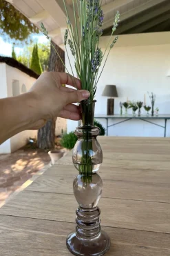 Florero De Cristal Con Diseño Florencia Gris Grande