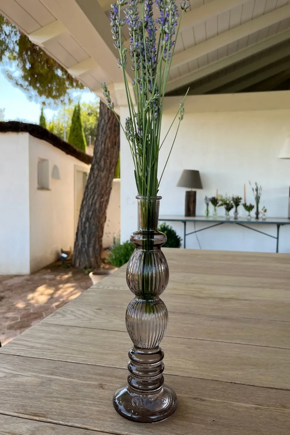 Florero De Cristal Con Diseño Florencia Gris Grande