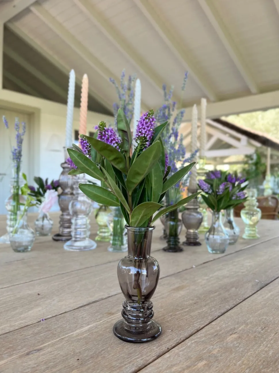 Florero De Cristal Con Diseño Venecia Gris Pequeño