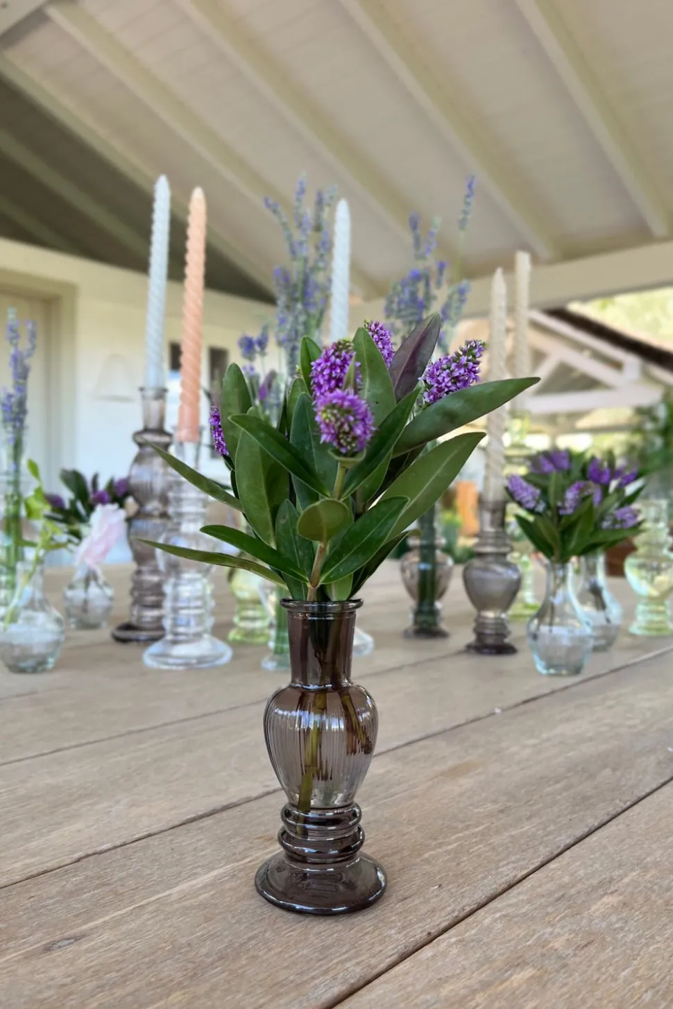 Florero De Cristal Con Diseño Venecia Gris Pequeño