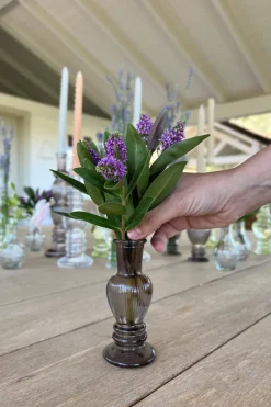 Florero De Cristal Con Diseño Venecia Gris Pequeño