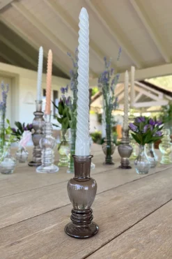 Florero De Cristal Con Diseño Venecia Gris Pequeño