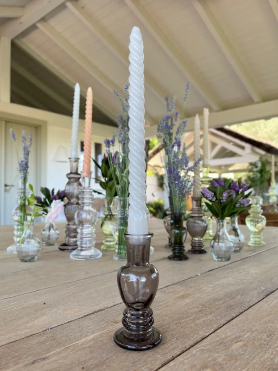 Florero De Cristal Con Diseño Venecia Gris Pequeño