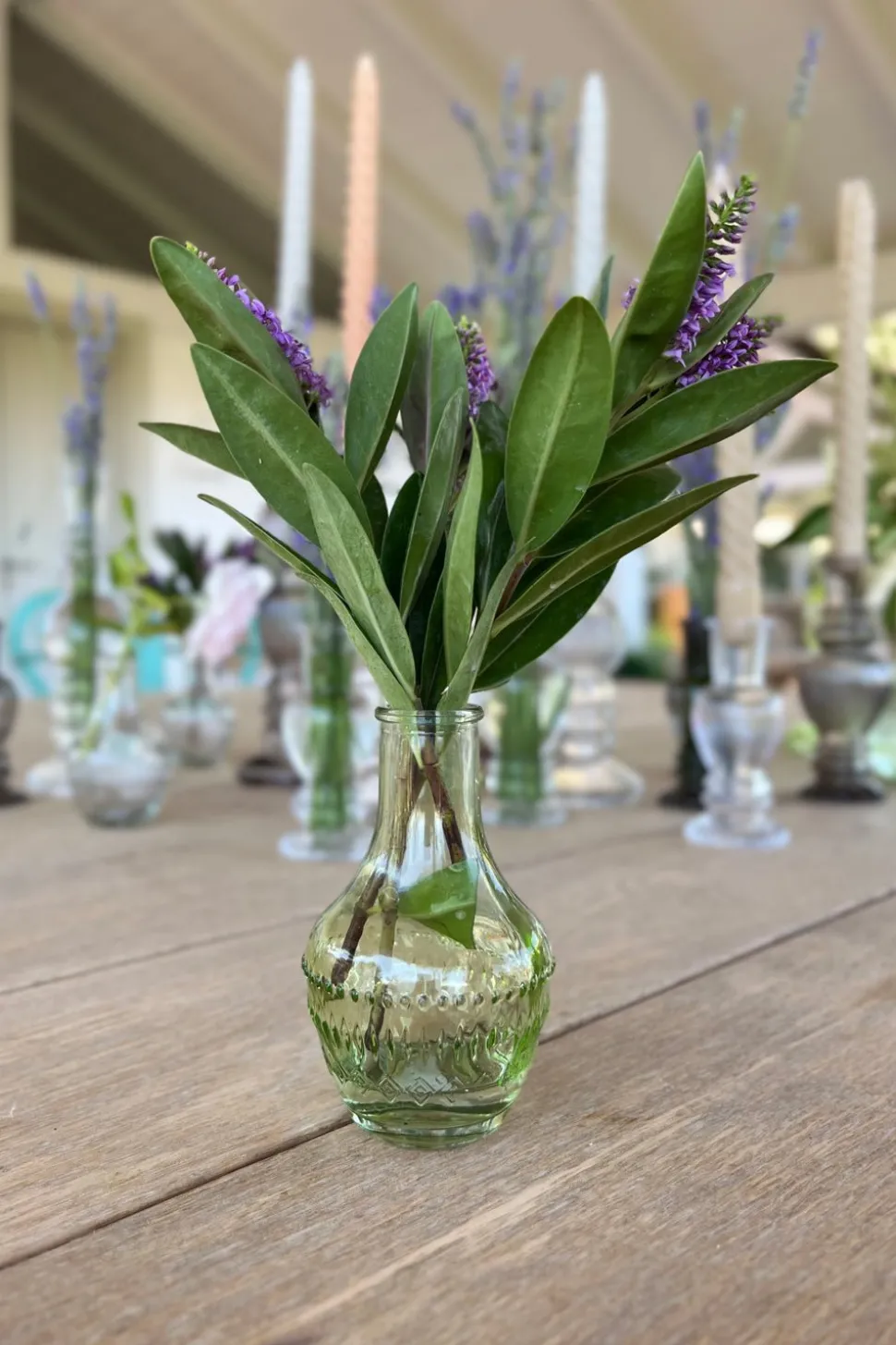 Florero De Cristal Con Diseño Milán Verde Claro