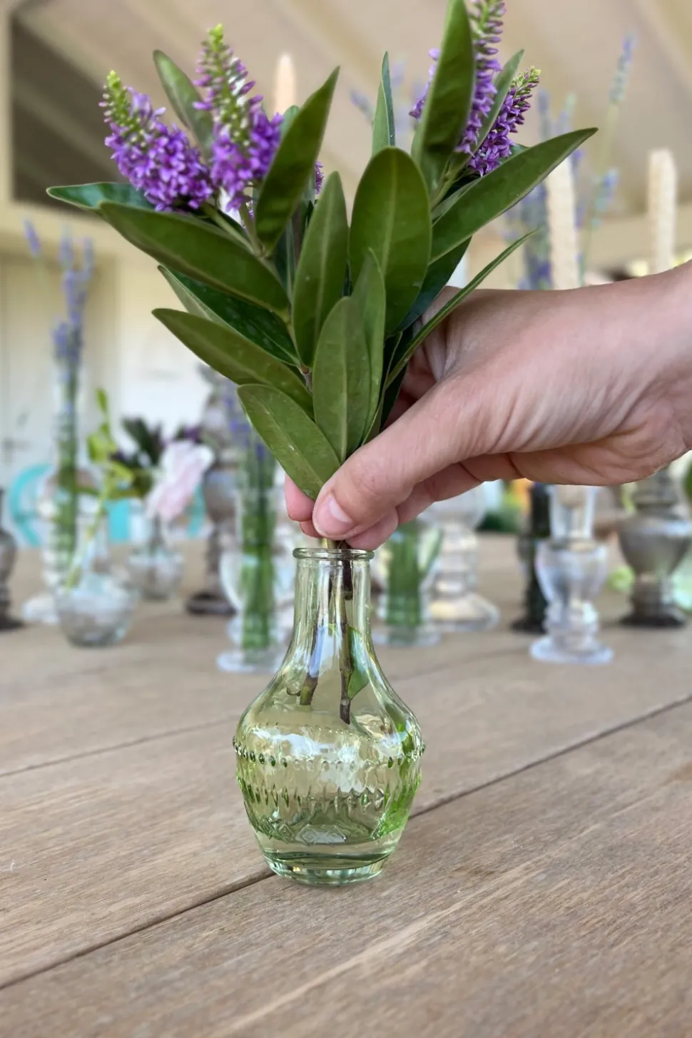 Florero De Cristal Con Diseño Milán Verde Claro