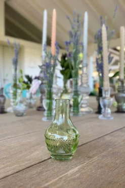 Florero De Cristal Con Diseño Milán Verde Claro
