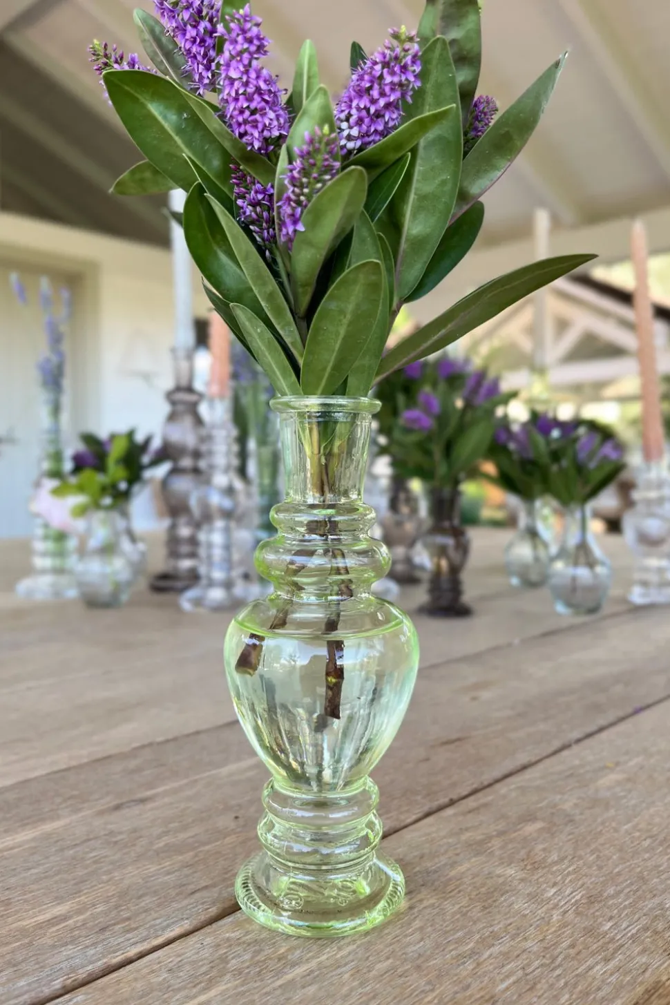 Florero De Cristal Con Diseño Venecia Verde Claro Grande